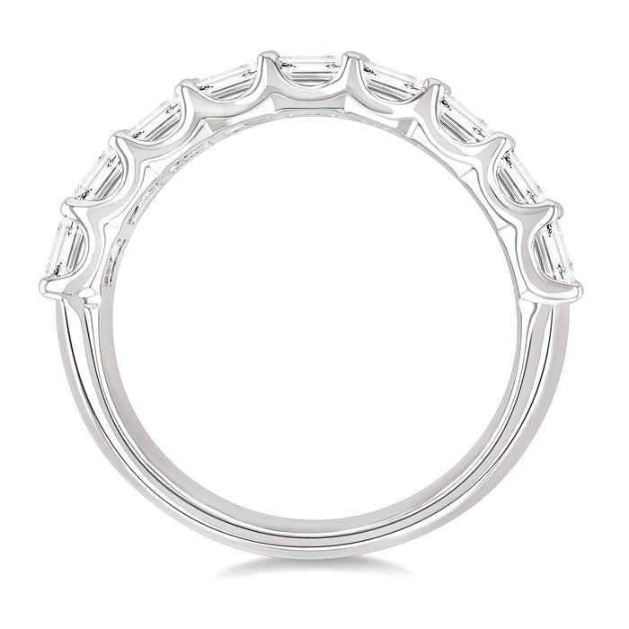 3 Ctw Triple Row Emerald Cut Diamond Fashion Wide Band in 14K White Gold