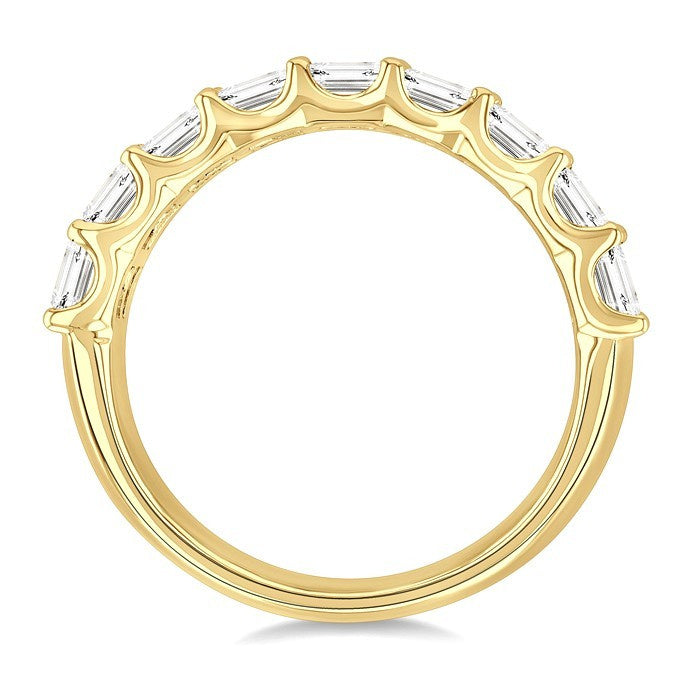 3 Ctw Triple Row Emerald Cut Diamond Bold Wide Band in 14K Yellow Gold
