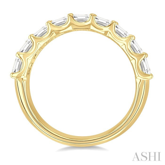 3 Ctw Triple Row Emerald Cut Diamond Bold Wide Band in 14K Yellow Gold