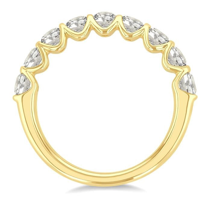 1 Ctw Wavy Channel Set 9-Stone Round Cut Diamond Fashion Band in 14K Yellow Gold