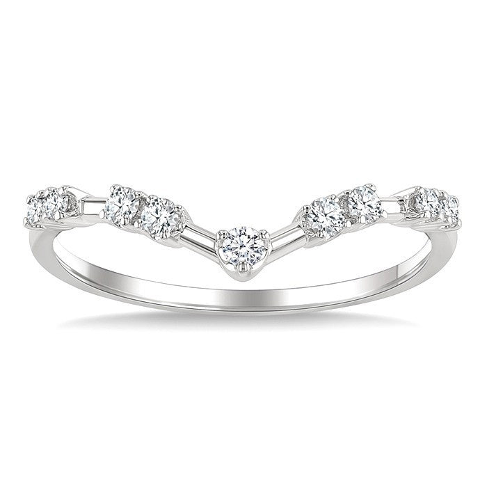1/5 Ctw Chevron Spaced Round Cut Diamond Fashion Band in 14K White Gold