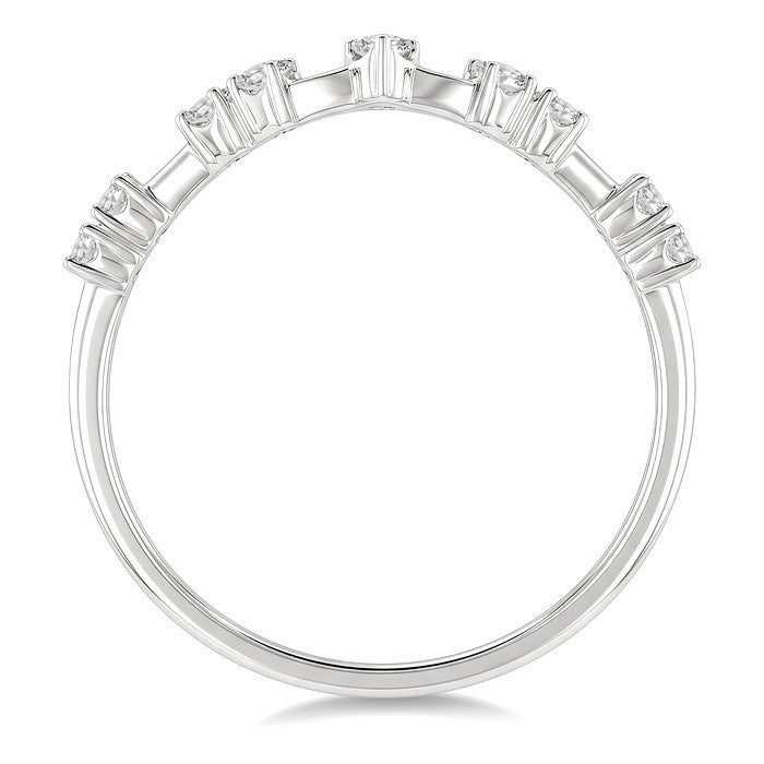 1/5 Ctw Chevron Spaced Round Cut Diamond Fashion Band in 14K White Gold