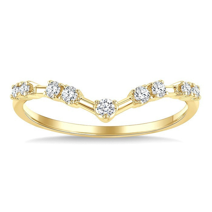 1/5 Ctw Chevron Spaced Round Cut Diamond Fashion Band in 14K Yellow Gold