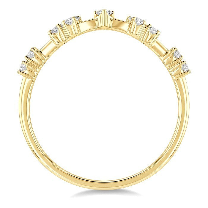 1/5 Ctw Chevron Spaced Round Cut Diamond Fashion Band in 14K Yellow Gold