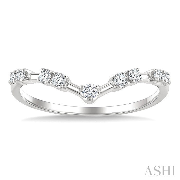 1/5 Ctw Chevron Spaced Round Cut Diamond Fashion Band in 14K White Gold