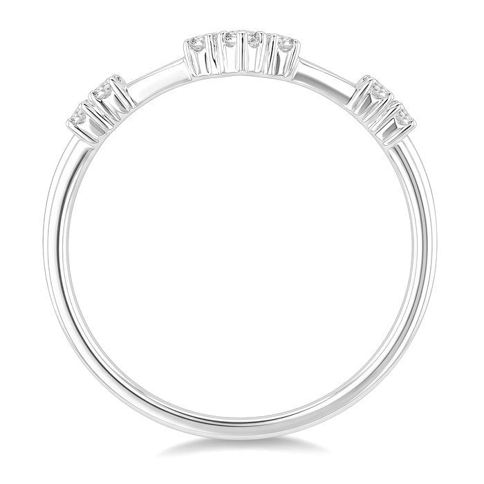 1/10 Ctw Chevron Round Cut Diamond Fashion Band in 14K White Gold
