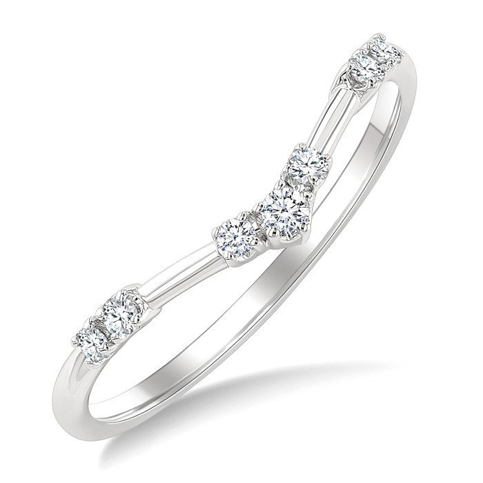 1/10 Ctw Chevron Round Cut Diamond Fashion Band in 10K White Gold