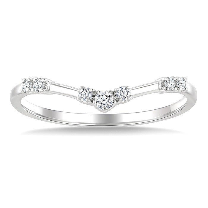 1/10 Ctw Chevron Round Cut Diamond Fashion Band in 10K White Gold