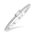 1/6 Ctw Petite Baguette Center Round Cut Diamond Stackable Ring in 14K White Gold