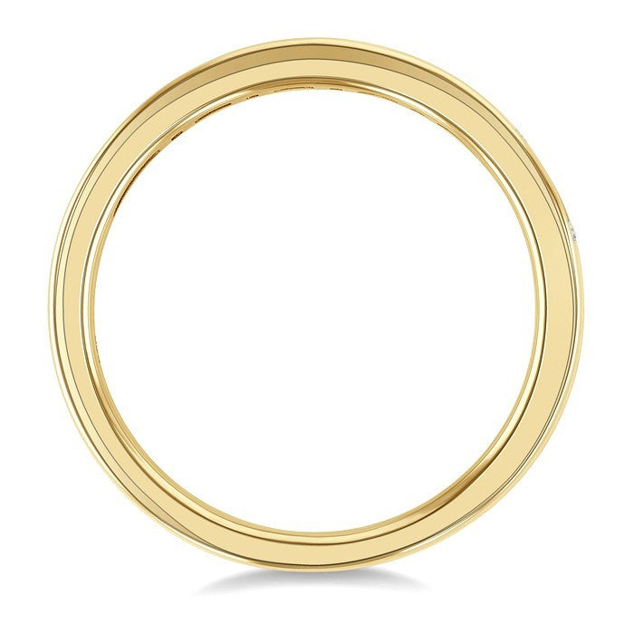1/5 Ctw Baguette and Round Cut Diamond Stackable Fashion Band in 10K Yellow Gold