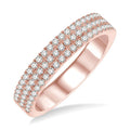 1/2 Ctw Triple Row Round Cut Diamond Wedding Band in 14K Rose Gold