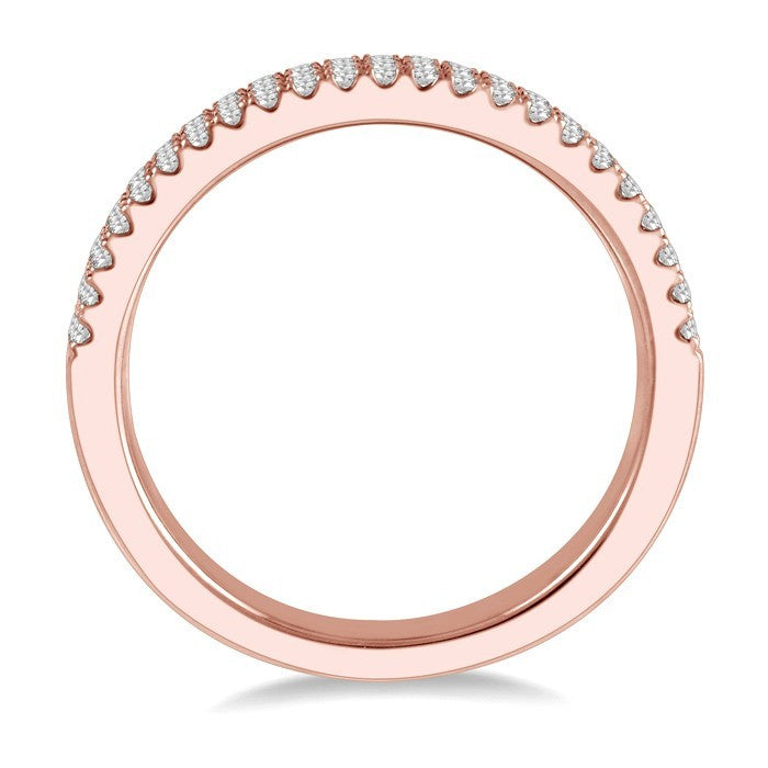 1/2 Ctw Triple Row Round Cut Diamond Wedding Band in 14K Rose Gold