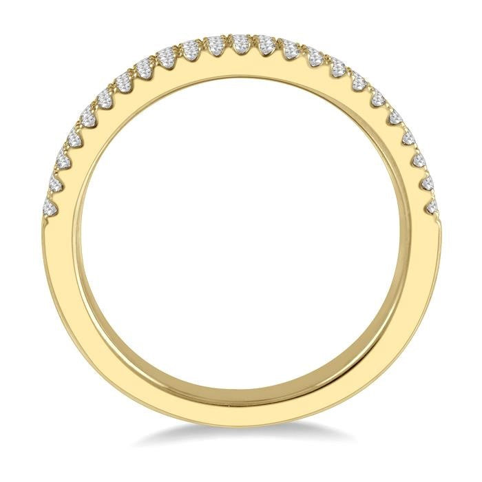 1/2 Ctw Triple Row Round Cut Diamond Wedding Band in 14K Yellow Gold