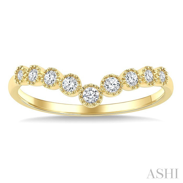 1/5 Ctw Chevron Bezel Set Round Cut Diamond Fashion Band in 10K Yellow Gold