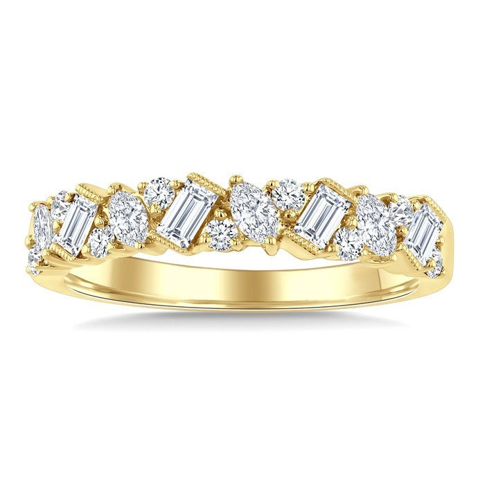 5/8 Ctw Zigzag Mixed Diamond Cut Fashion Band in 14K Yellow Gold