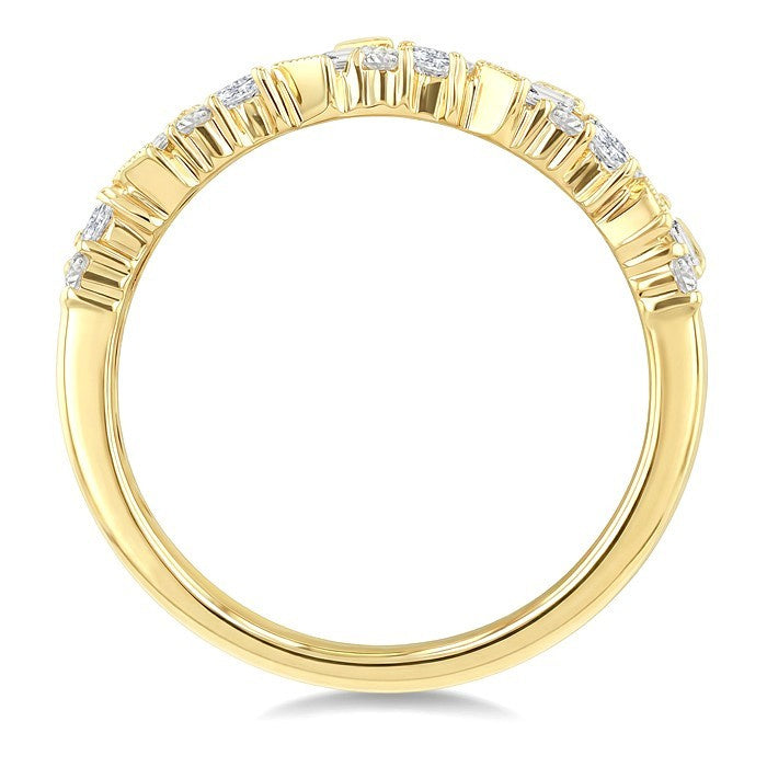 5/8 Ctw Zigzag Mixed Diamond Cut Fashion Band in 14K Yellow Gold