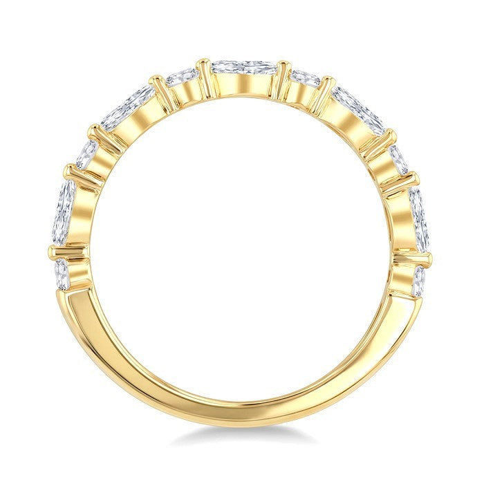 5/8 Ctw Alternating Marquise and Round Cut Diamond Fashion Band in 14K Yellow Gold