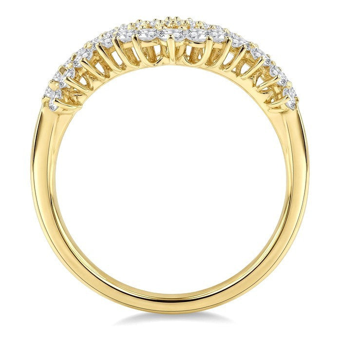 5/8 Ctw Twin Row Round Cut Diamond Chevron Ring in 14K Yellow Gold