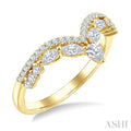 1/2 Ctw Twin Row Marquise, Pear and Round Cut Diamond Chevron Ring in 14K Yellow Gold