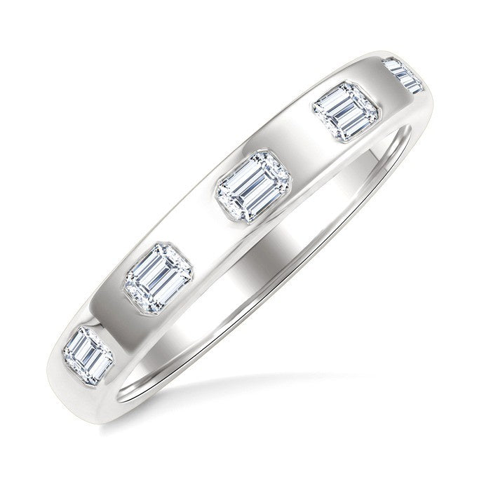 1/2 Ctw Bezel Set 5 Stone Octagon Cut Diamond Band in 14K White Gold