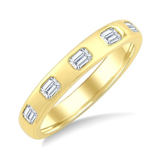 1/2 Ctw 5-Stone Bezel Set Octagon Cut Diamond Band in 14K Yellow Gold