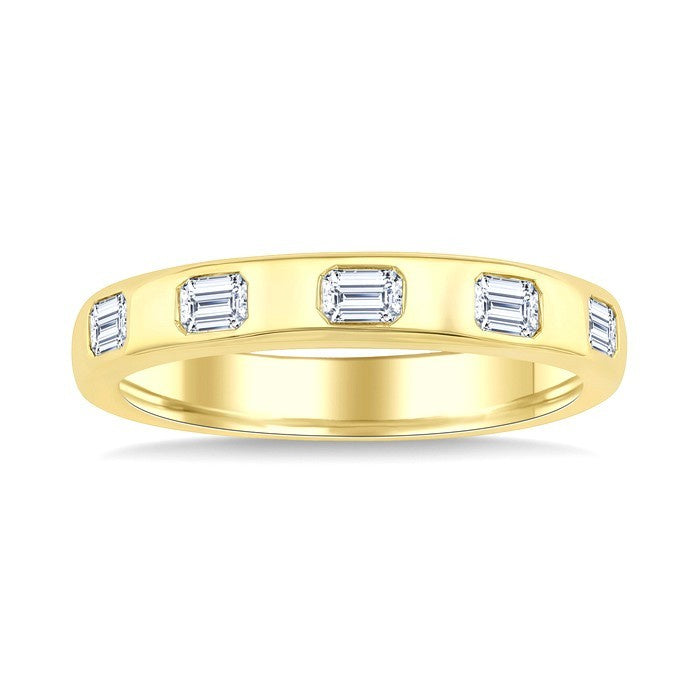 1/2 Ctw 5-Stone Bezel Set Octagon Cut Diamond Band in 14K Yellow Gold
