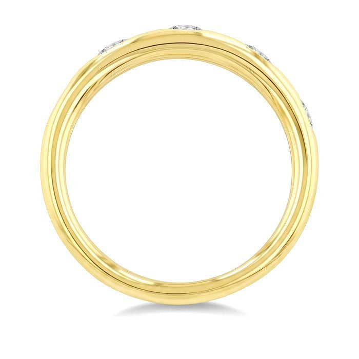 1/2 Ctw 5-Stone Bezel Set Octagon Cut Diamond Band in 14K Yellow Gold