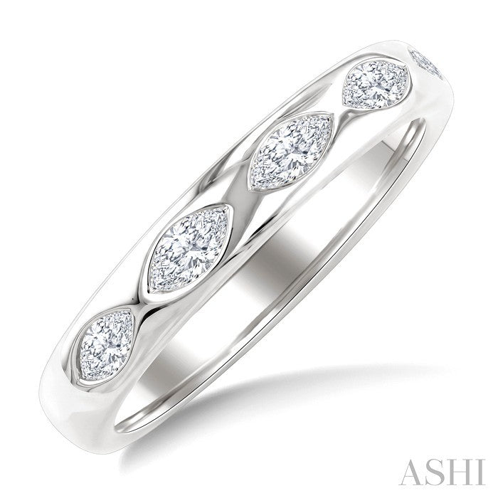 1/2 Ctw 5-Stone Bezel Set Marquise Cut Diamond Band in 14K White Gold