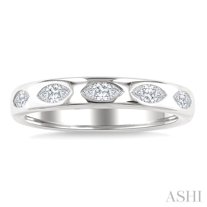 1/2 Ctw 5-Stone Bezel Set Marquise Cut Diamond Band in 14K White Gold