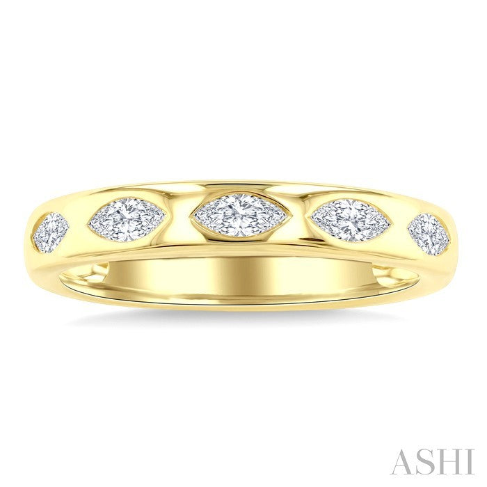 1/2 Ctw 5-Stone Bezel Set Marquise Cut Diamond Band in 14K Yellow Gold