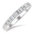 1/4 Ctw Vertically Aligned Baguette and Round Cut Diamond Stackable Fashion Band in 10K White Gold