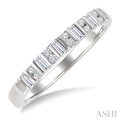 1/4 Ctw Vertically Aligned Baguette and Round Cut Diamond Stackable Fashion Band in 10K White Gold