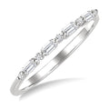 1/6 Ctw Baguette and Round Cut Diamond Link Stackable Fashion Band in 10K White Gold