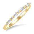 1/6 Ctw Baguette and Round Cut Diamond Link Stackable Fashion Band in 10K Yellow Gold