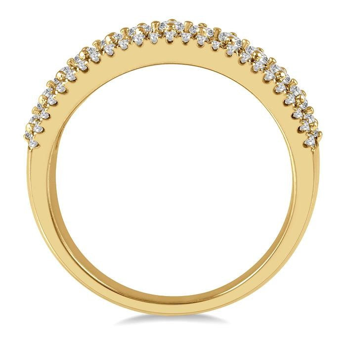 5/8 Ctw Triple Row Round Cut Diamond Fashion Band in 14K Yellow Gold