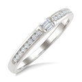 1/5 Ctw Baguette and Round Cut Diamond Stackable Band in 10K White Gold