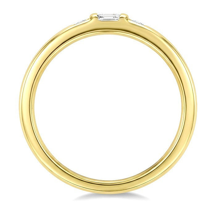 1/5 Ctw Baguette and Round Cut Diamond Stackable Band in 10K Yellow Gold
