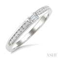 1/5 Ctw Baguette and Round Cut Diamond Stackable Band in 10K White Gold