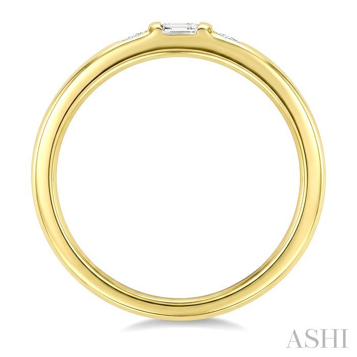 1/5 Ctw Baguette and Round Cut Diamond Stackable Band in 10K Yellow Gold