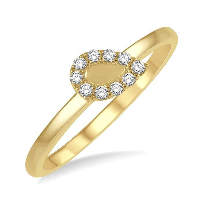 1/10 Ctw Pear Mount Round Cut Diamond Stack Band in 14K Yellow Gold