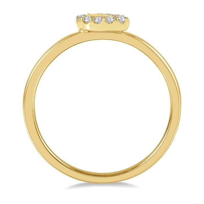 1/10 Ctw Pear Mount Round Cut Diamond Stack Band in 14K Yellow Gold