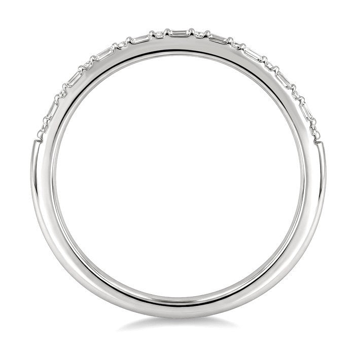 1/6 Ctw Baguette and Round Cut Diamond Stackable Band in 10K White Gold