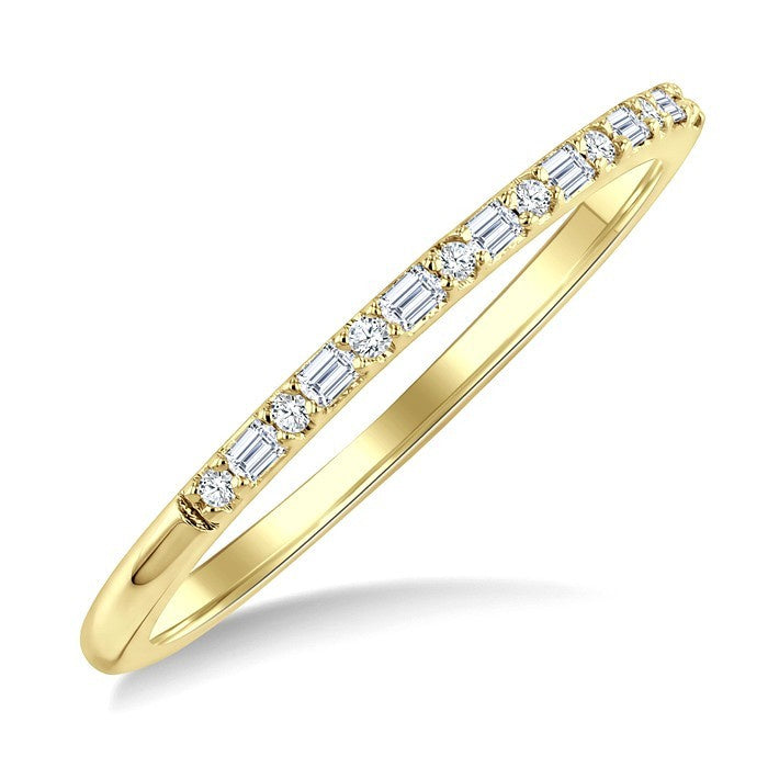 1/6 Ctw Baguette and Round Cut Diamond Stackable Band in 10K Yellow Gold