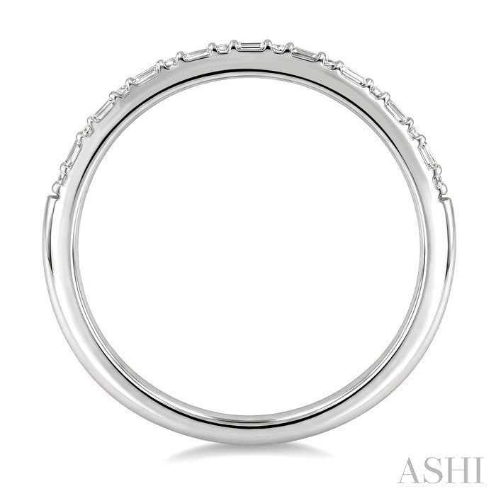1/6 Ctw Baguette and Round Cut Diamond Stackable Band in 10K White Gold