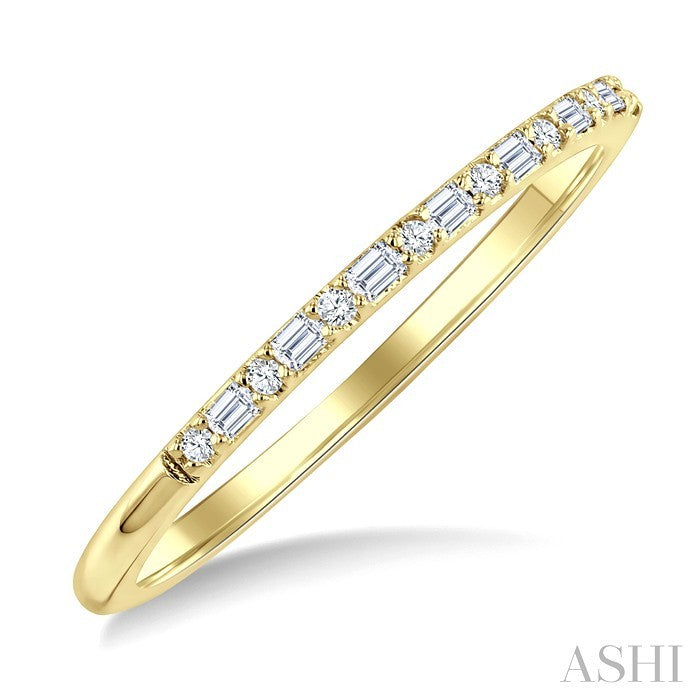 1/6 Ctw Baguette and Round Cut Diamond Stackable Band in 10K Yellow Gold
