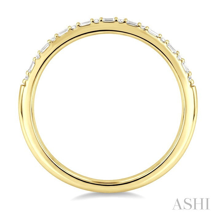 1/6 Ctw Baguette and Round Cut Diamond Stackable Band in 10K Yellow Gold