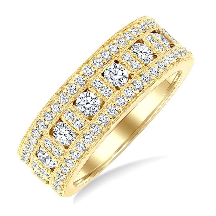 1 1/10 Ctw Channel Round Cut Diamond Wedding Band in 14K Yellow Gold