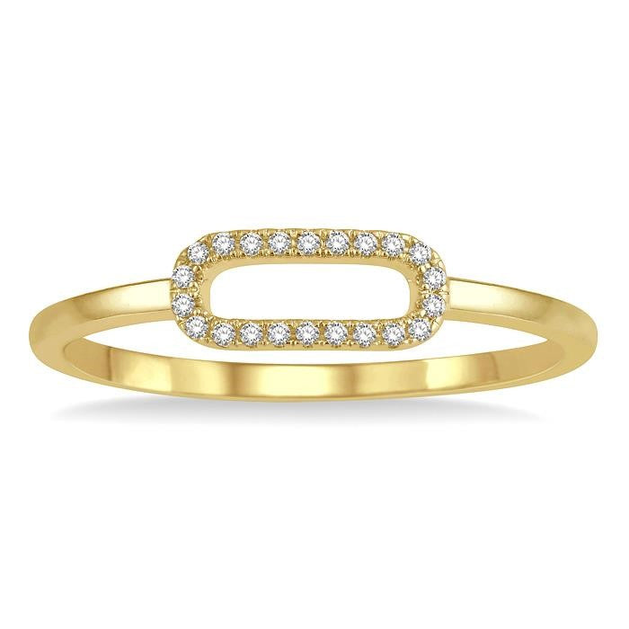1/20 Ctw Paperclip Link Round Cut Diamond Fashion Ring in 10K Yellow Gold