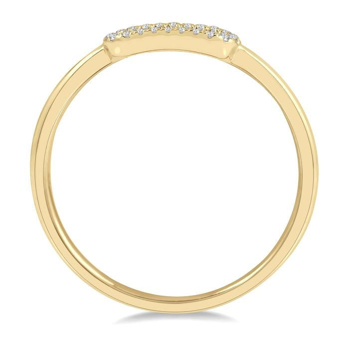 1/20 Ctw Paperclip Link Round Cut Diamond Fashion Ring in 10K Yellow Gold