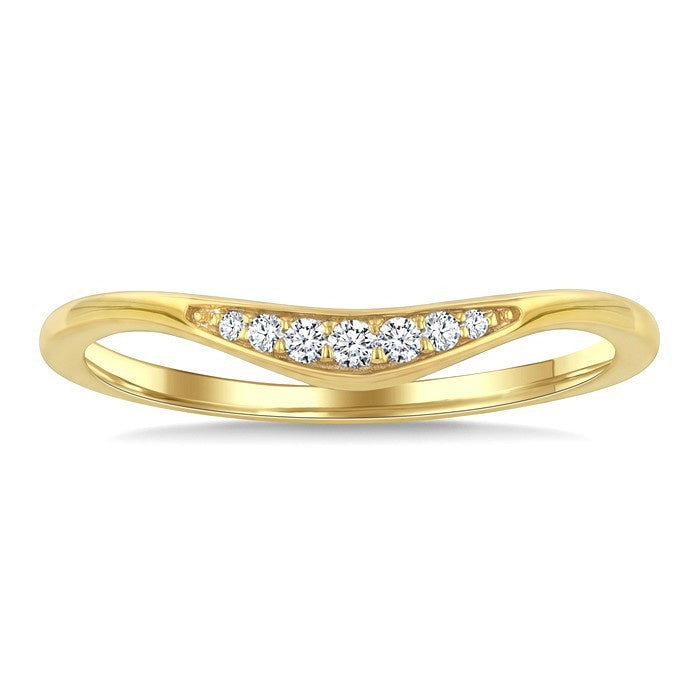 1/20 Ctw Round Cut Diamond Curved Stackable Band in 10K Yellow Gold